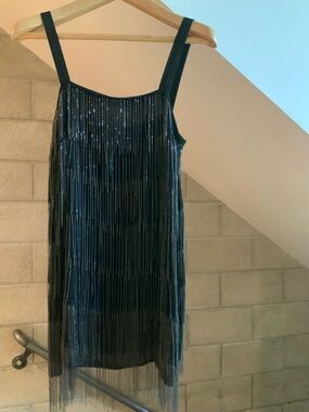Karen zambos Dress with mesh fringe sz s